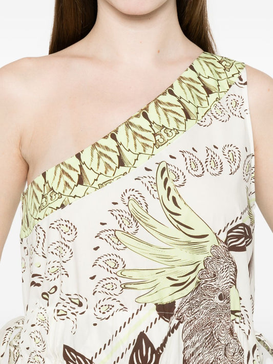 Tory Burch White Dresses — One-Shoulder Cotton Dress