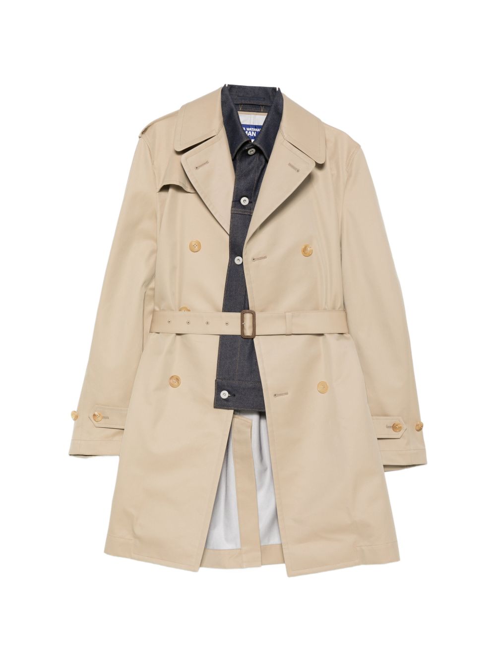 Junya Watanabe Coats for Men — Beige Double-Breasted Coat