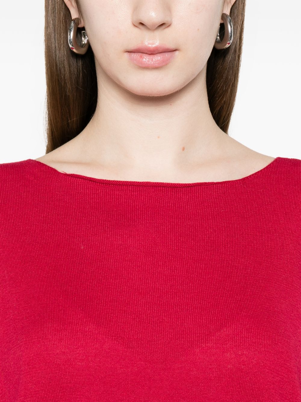 Beyou Cotton Boat-Neck Sweater — Bordeaux Topwear
