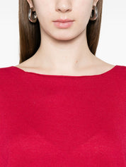 Beyou Cotton Boat-Neck Sweater — Bordeaux Topwear