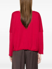 Beyou Cotton Boat-Neck Sweater — Bordeaux Topwear