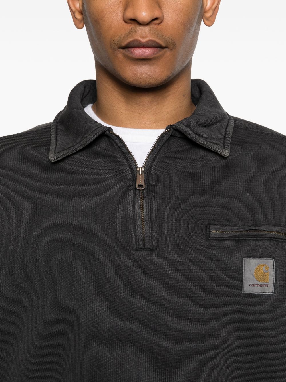 Carhartt Wip Main Sweaters — Black Half‑Zip Top