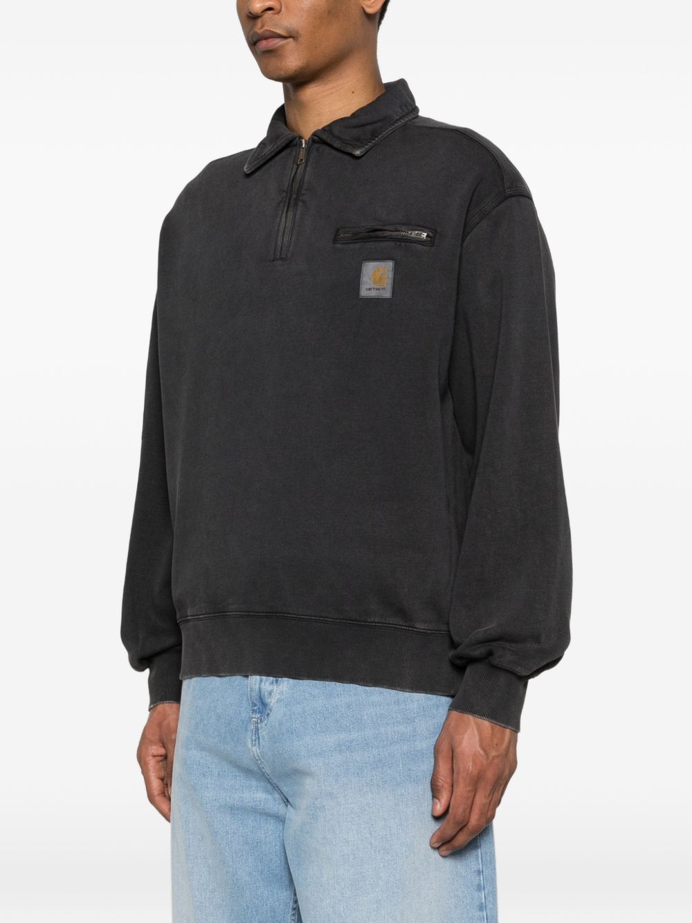 Carhartt Wip Main Sweaters — Black Half‑Zip Top