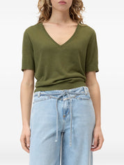 Closed V‑Neck Linen Sweater — Women’s Topwear