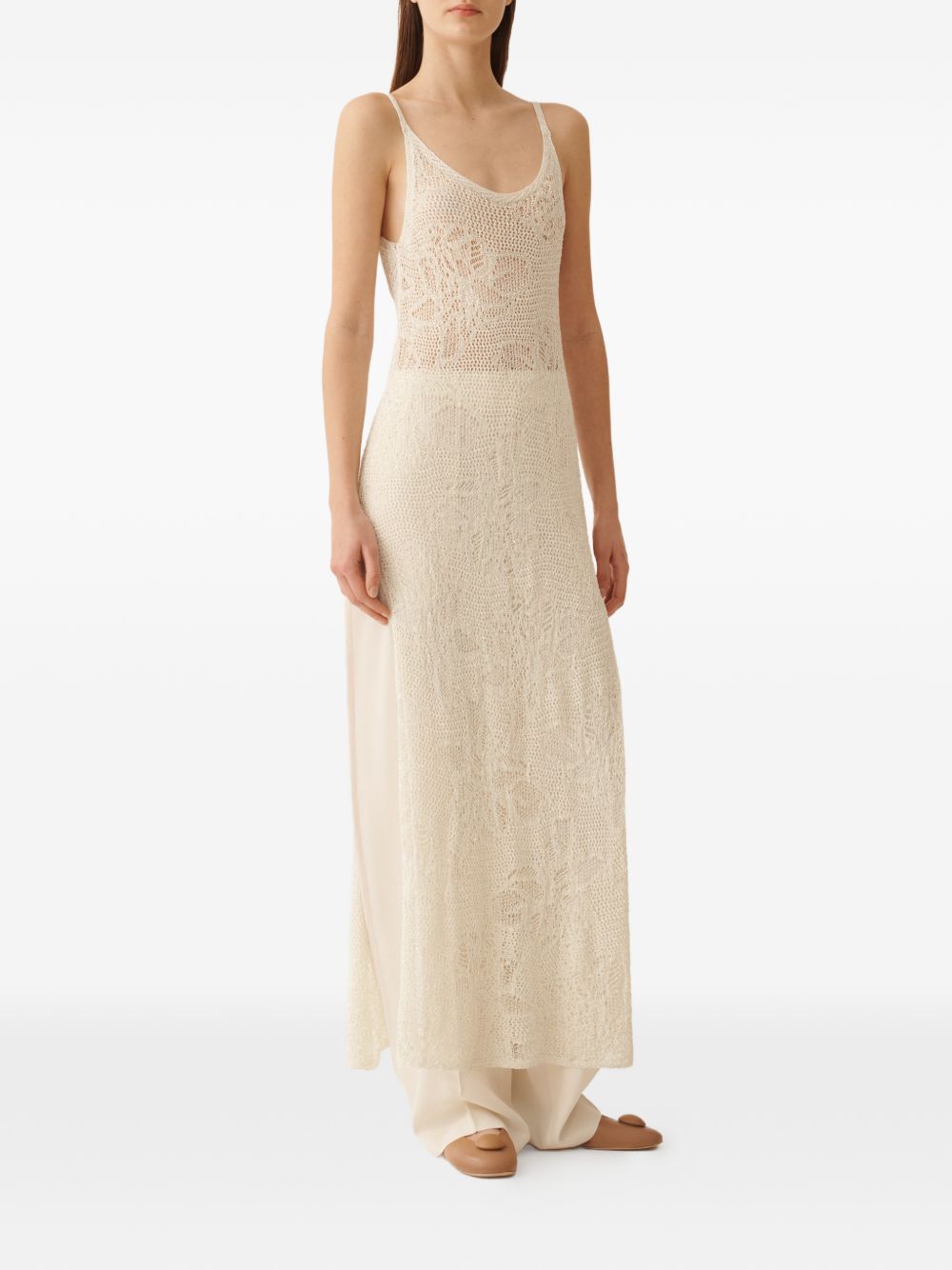 Fabiana Filippi Crochet Midi Dress — Beige Knit