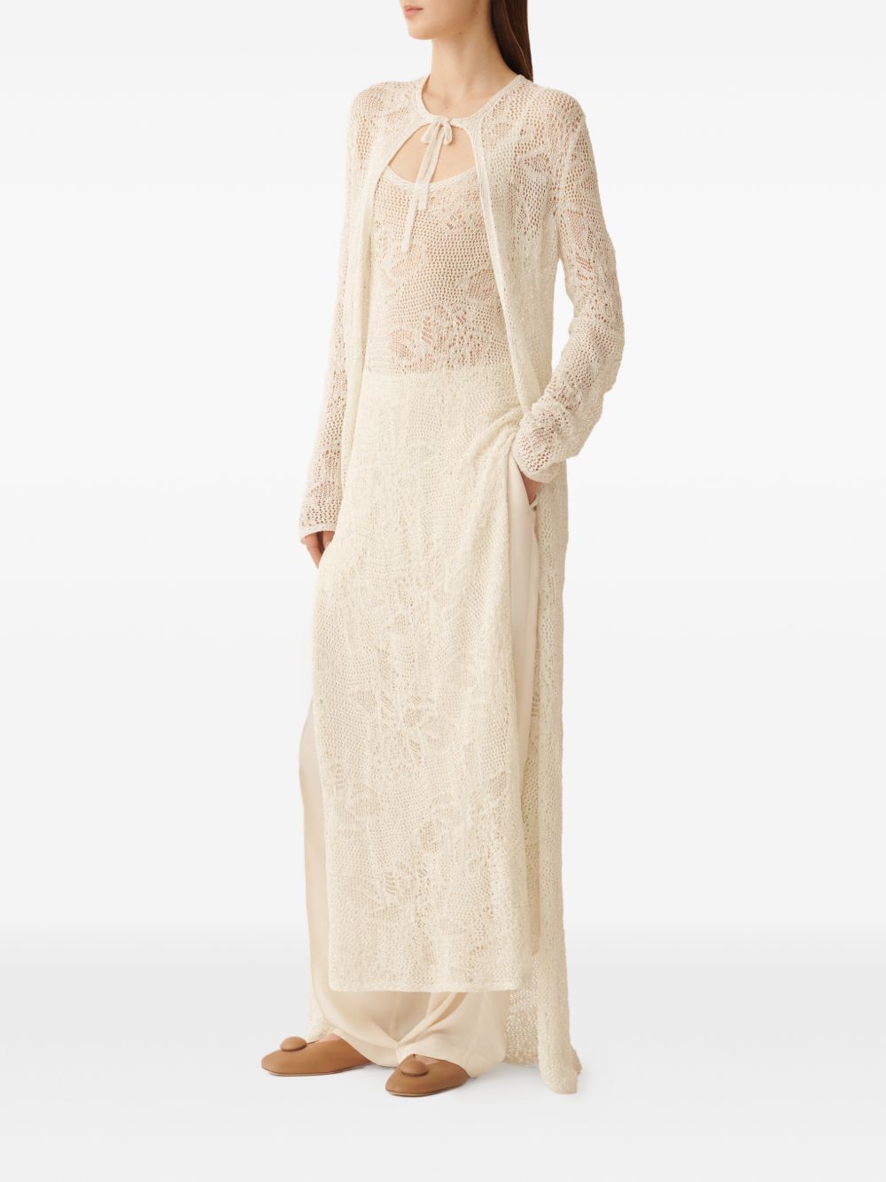 Fabiana Filippi Crochet Long Cardigan — Luxury Topwear