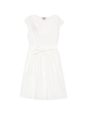 Woolrich Dresses — Off‑White Cotton Bow V‑Neck
