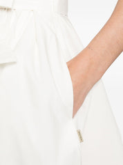 Woolrich Dresses — Off‑White Cotton Bow V‑Neck