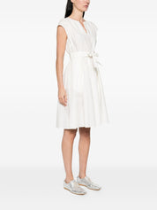 Woolrich Dresses — Off‑White Cotton Bow V‑Neck