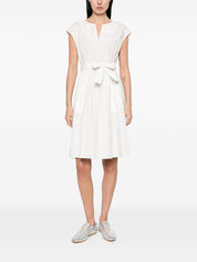 Woolrich Dresses — Off‑White Cotton Bow V‑Neck