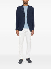 Emporio Armani Jackets — Blue Linen Jacket for Men