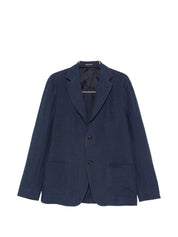 Emporio Armani Jackets — Blue Linen Jacket for Men