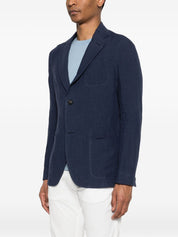 Emporio Armani Jackets — Blue Linen Jacket for Men