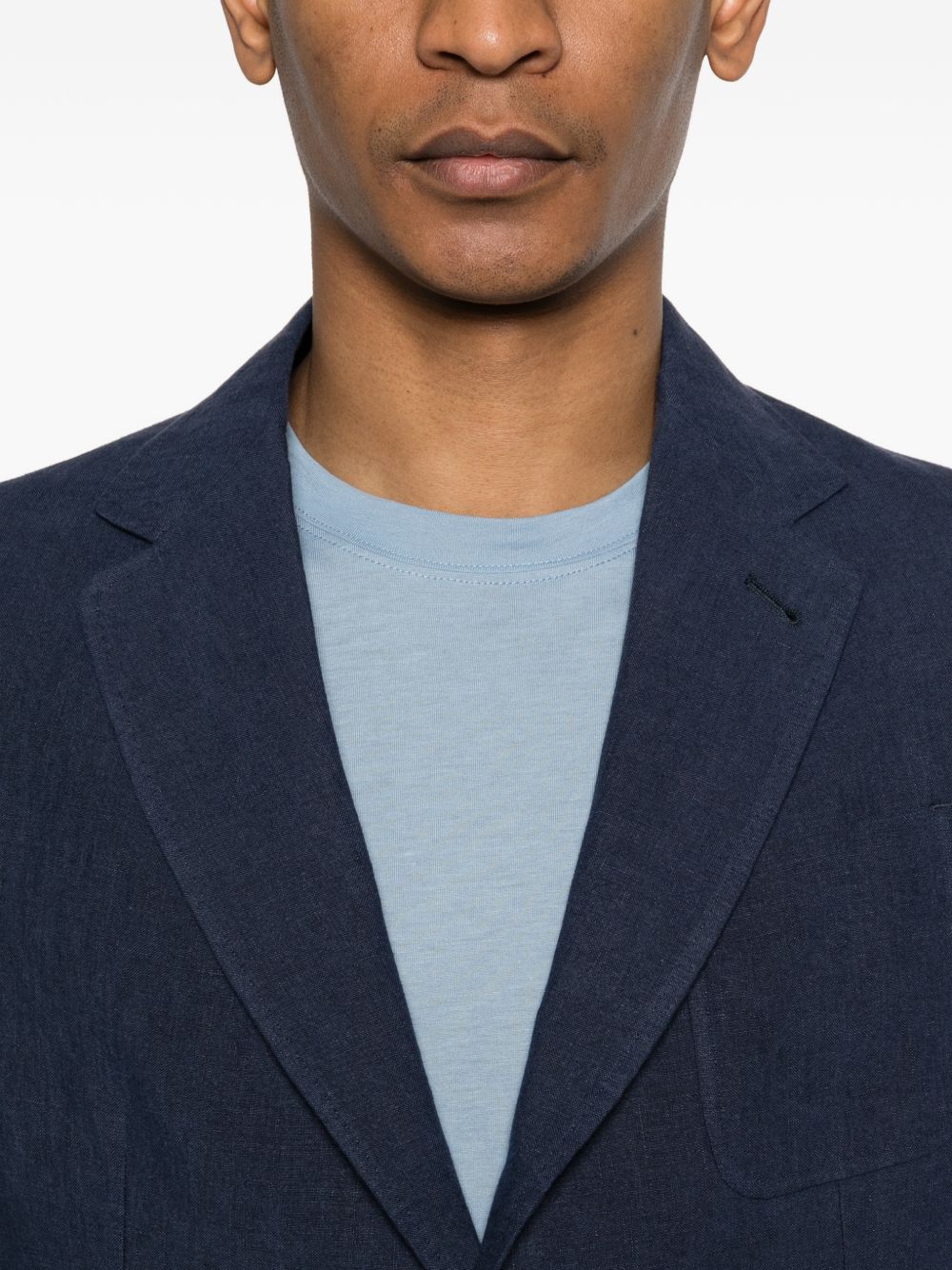 Emporio Armani Jackets — Blue Linen Jacket for Men