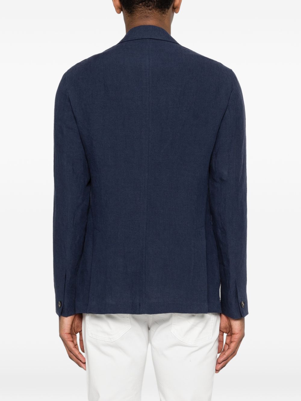 Emporio Armani Jackets — Blue Linen Jacket for Men