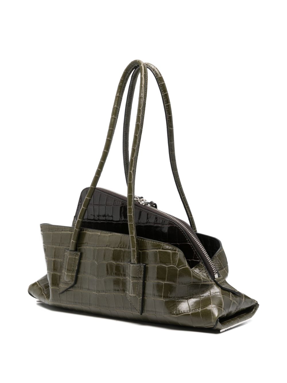 THE ATTICO FAshION La Passeggiata Small Handbag — Green Croc