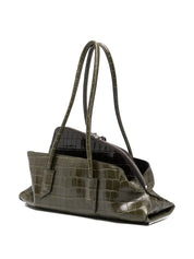 THE ATTICO FAshION La Passeggiata Small Handbag — Green Croc