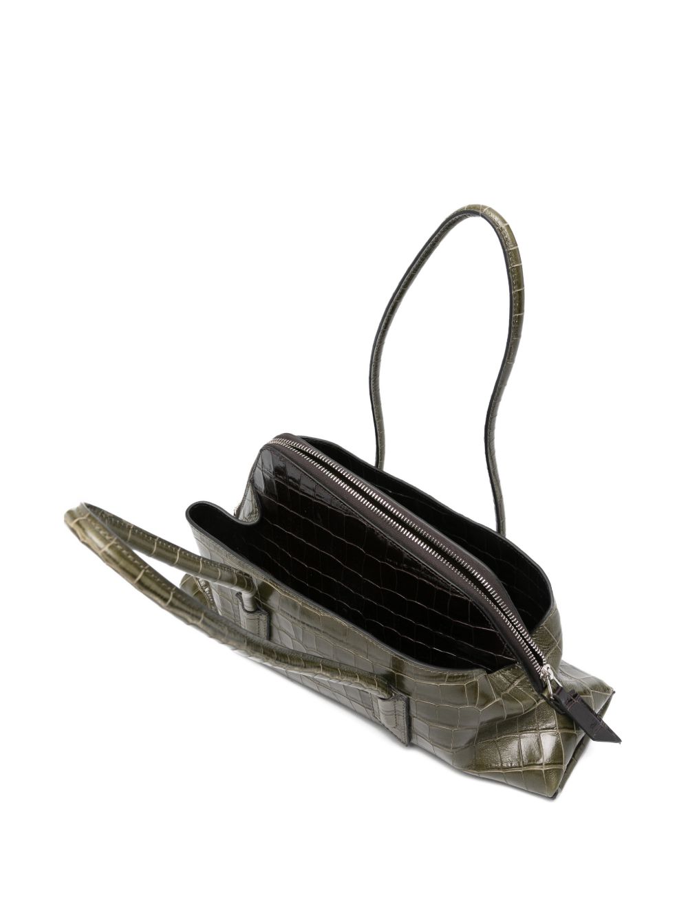 THE ATTICO FAshION La Passeggiata Small Handbag — Green Croc