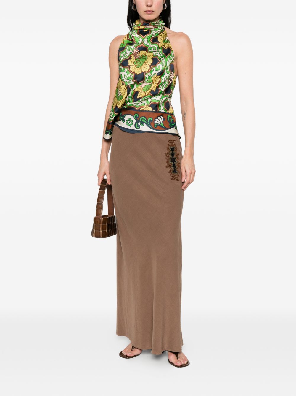 Bazar Deluxe Skirts — Brown Long Skirt, Elastic Waist