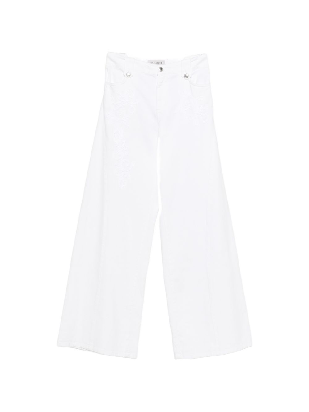 Ermanno Firenze Flared Denim Jeans — White Embroidered