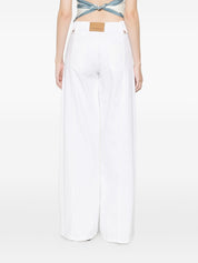 Ermanno Firenze Flared Denim Jeans — White Embroidered