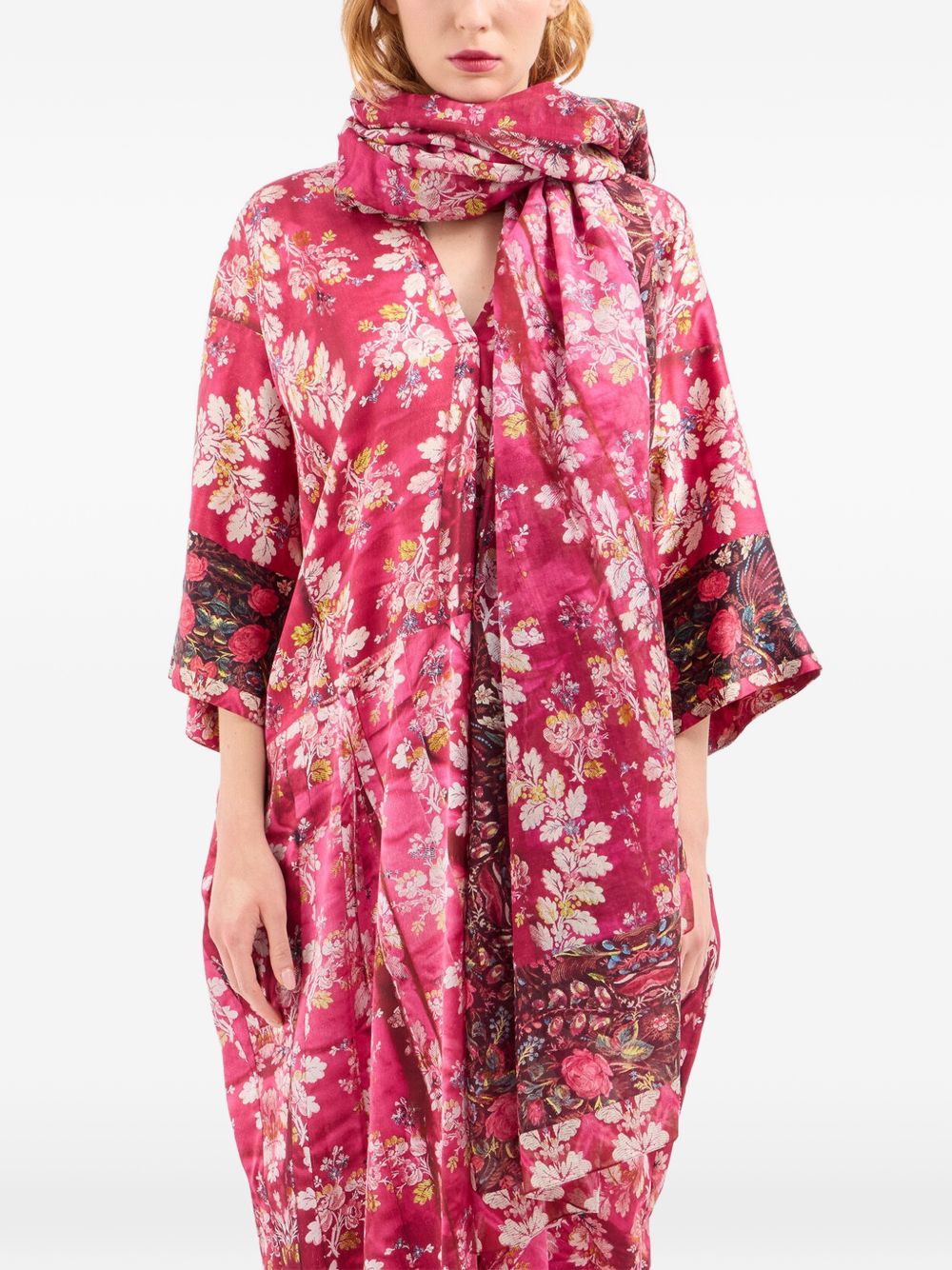 Pierre Louis Mascia Scarfs – Pink Floral Silk Cotton