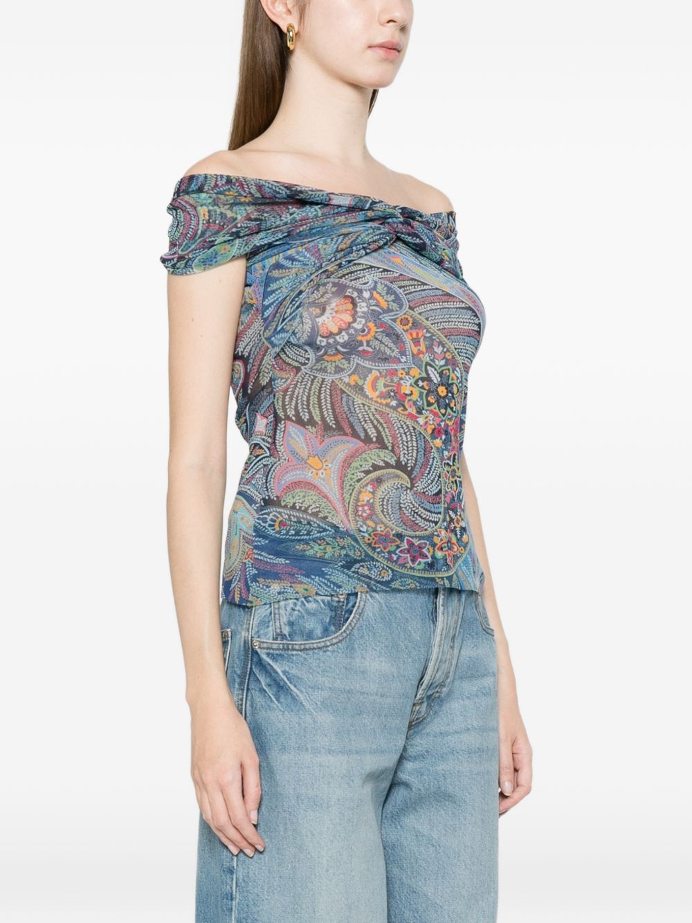 Etro Printed Top — Clear Blue Knot Detail (New In)