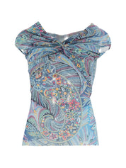 Etro Printed Top — Clear Blue Knot Detail (New In)