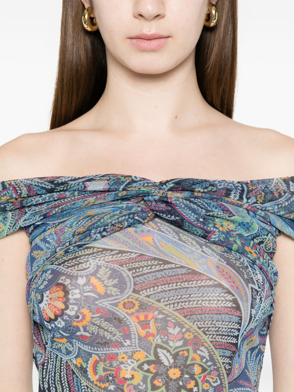 Etro Printed Top — Clear Blue Knot Detail (New In)