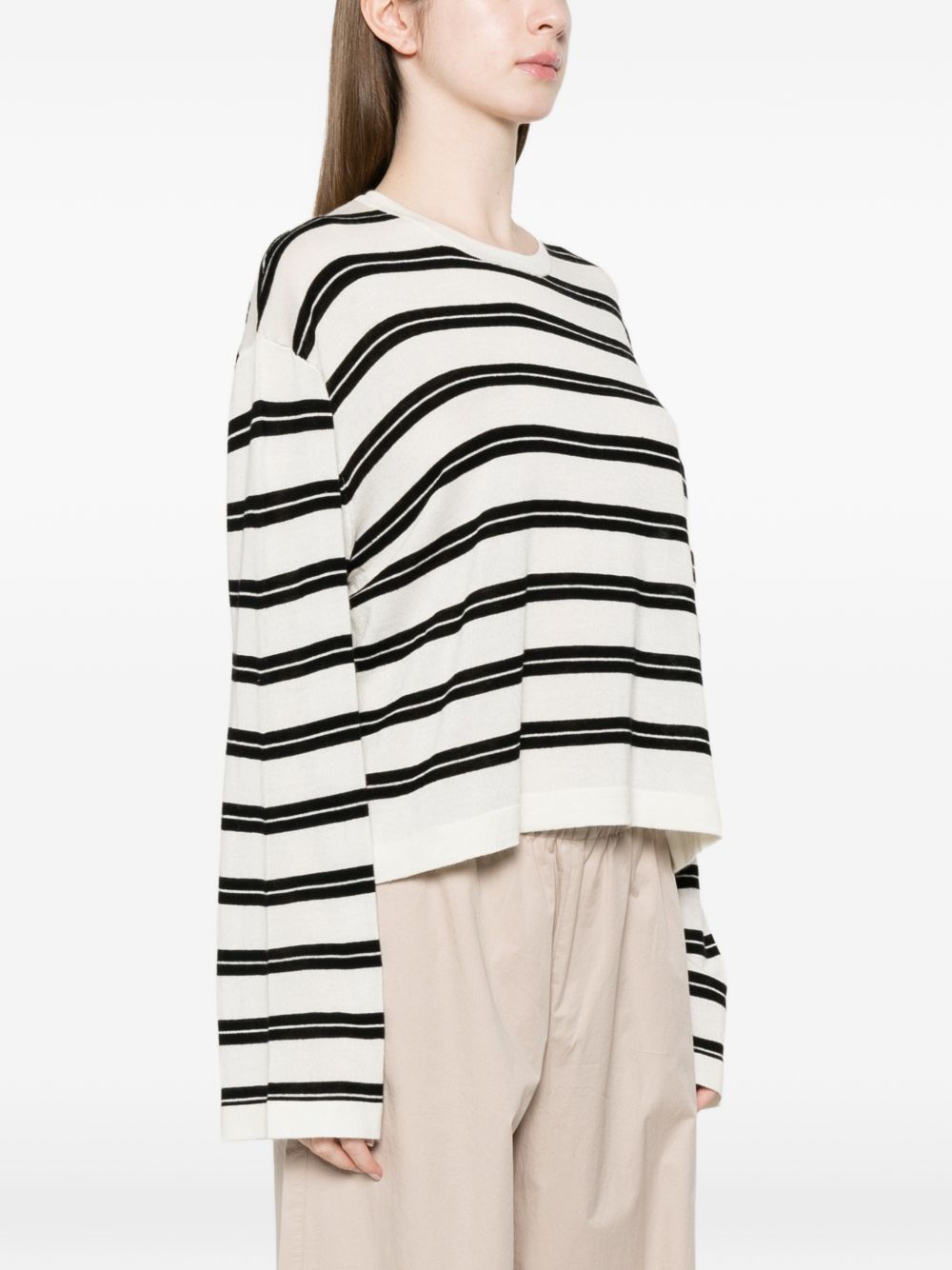 Soft Goat Cashmere & Silk Stripe Sweater — New In