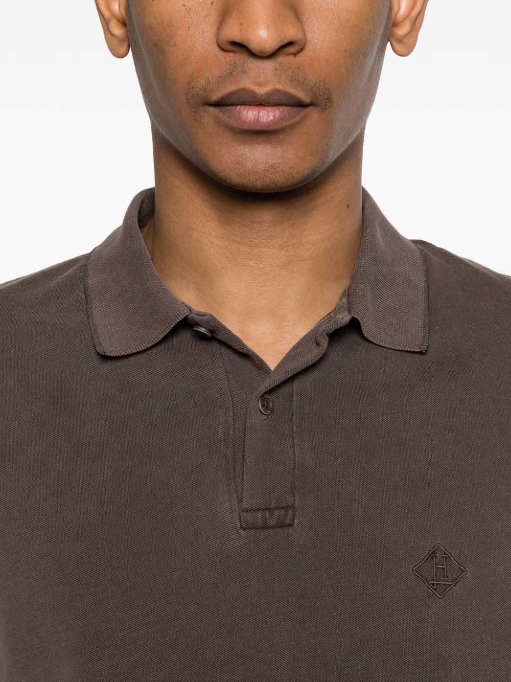 HERNO Logo Cotton Polo Shirt for Men — Brown Topwear