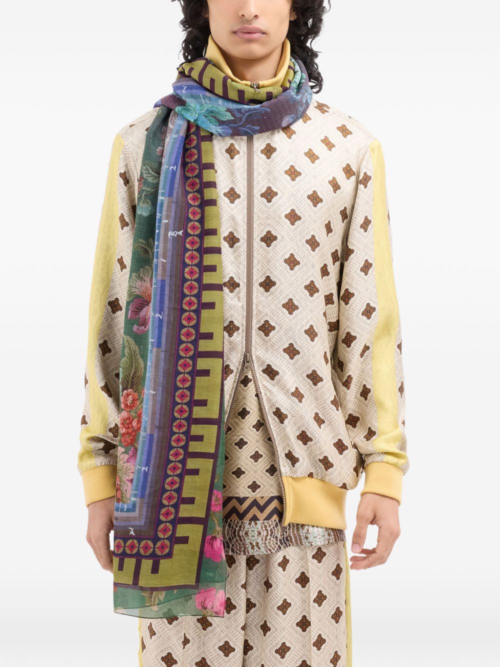 Pierre Louis Mascia Printed silk and cotton scarf