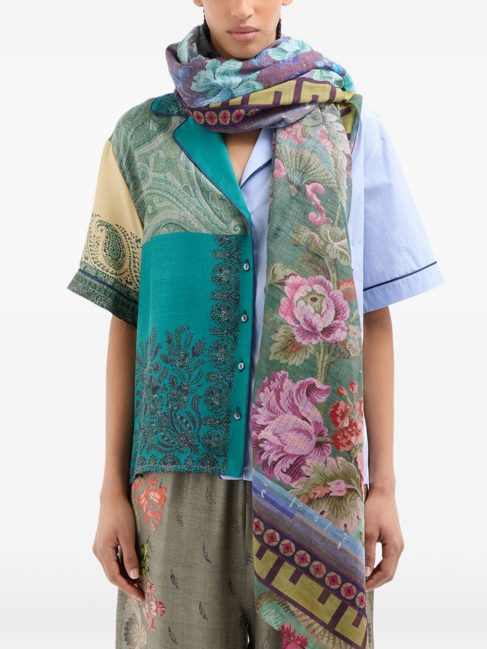 Pierre Louis Mascia Printed silk and cotton scarf
