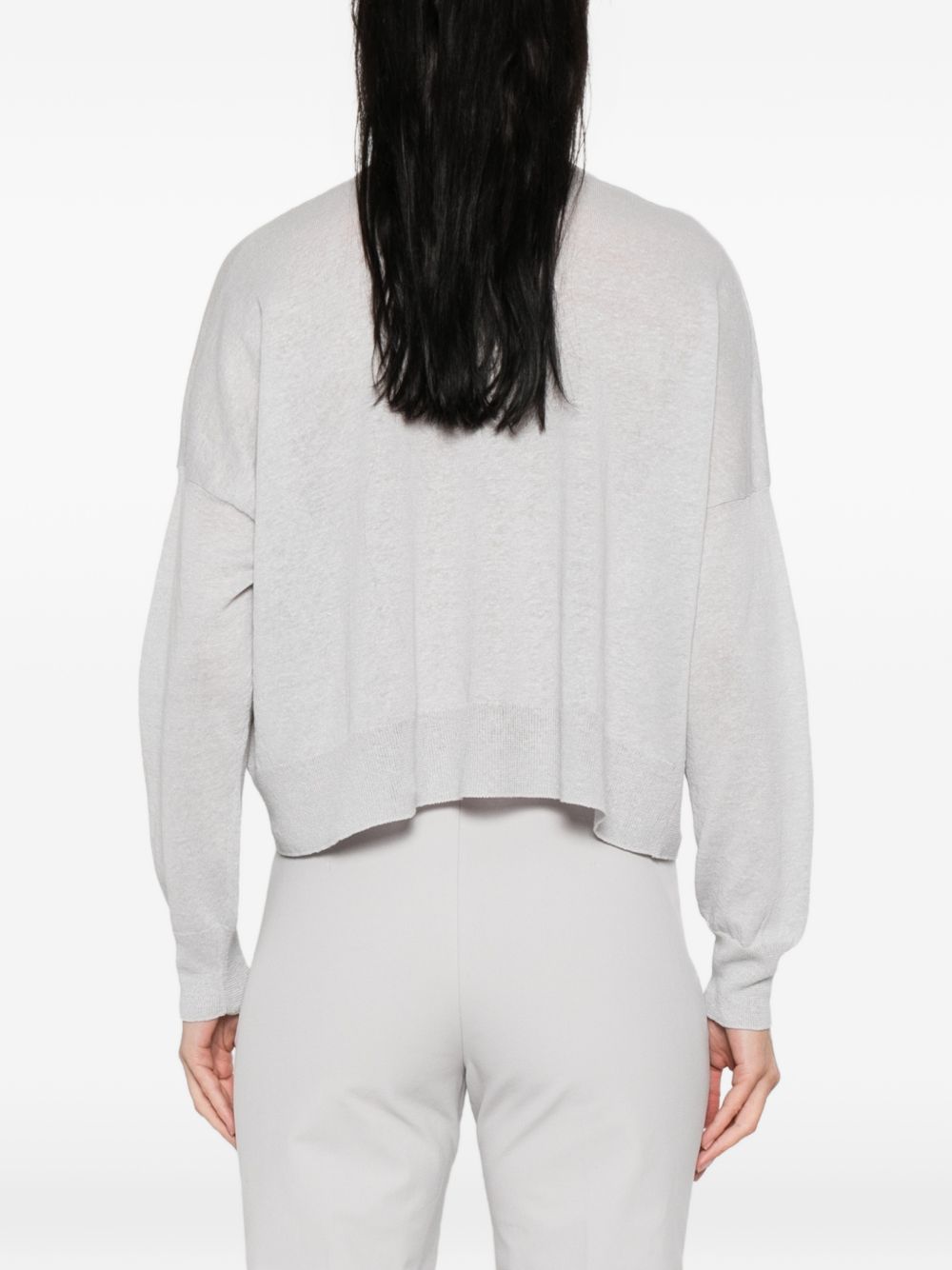 Base Linen & Cotton Cardigan — Grey Topwear