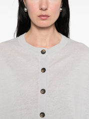 Base Linen & Cotton Cardigan — Grey Topwear