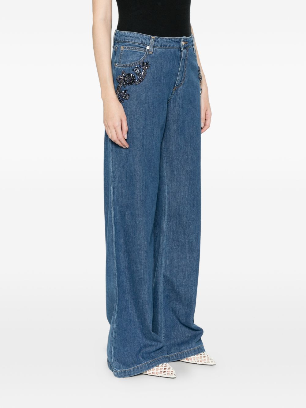 Ermanno Firenze Flared Leg Denim Jeans — Blue, €??