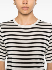 Soft Goat Silk and cashmere striped t-shirt