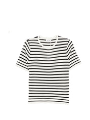 Soft Goat Silk and cashmere striped t-shirt