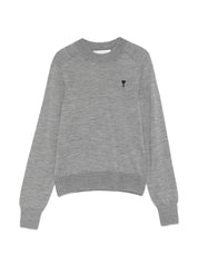 Ami Paris Ami De Coeur Wool Sweater — Grey Topwear
