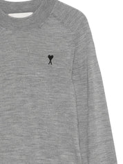 Ami Paris Ami De Coeur Wool Sweater — Grey Topwear