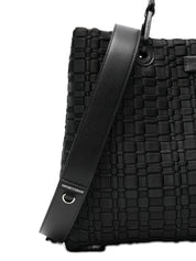 Emporio Armani Shopper Bag — Black Woven Top-Handle
