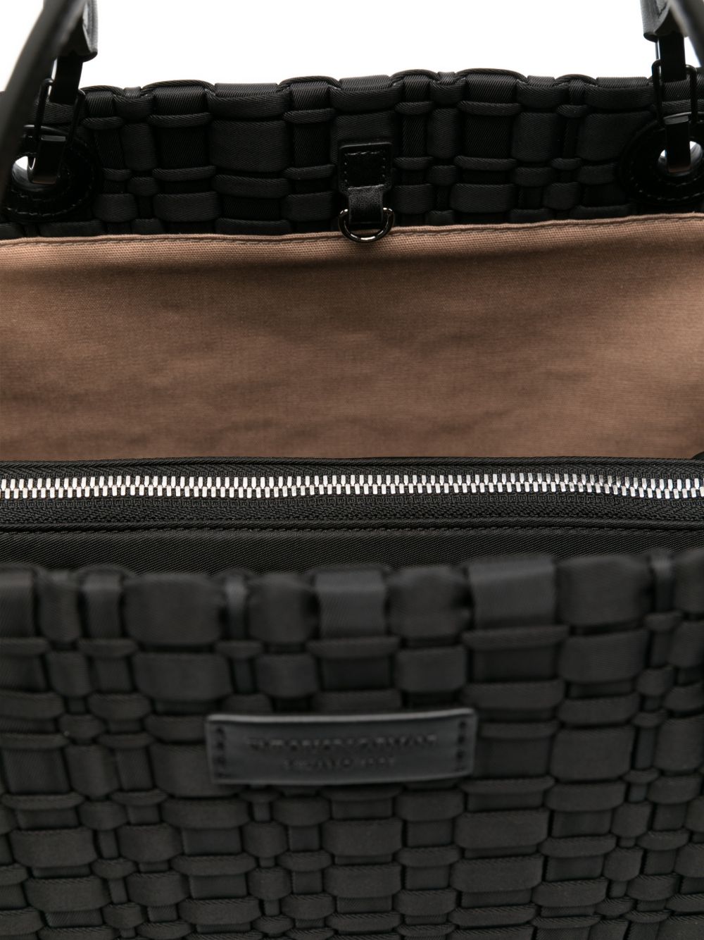 Emporio Armani Shopper Bag — Black Woven Top-Handle
