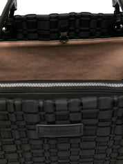 Emporio Armani Shopper Bag — Black Woven Top-Handle