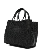 Emporio Armani Shopper Bag — Black Woven Top Handle