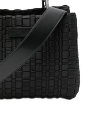 Emporio Armani Shopper Bag — Black Woven Top Handle