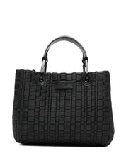 Emporio Armani Shopper Bag — Black Woven Top Handle