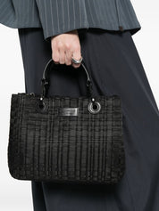 Emporio Armani Shopper Bag — Black Woven Top Handle
