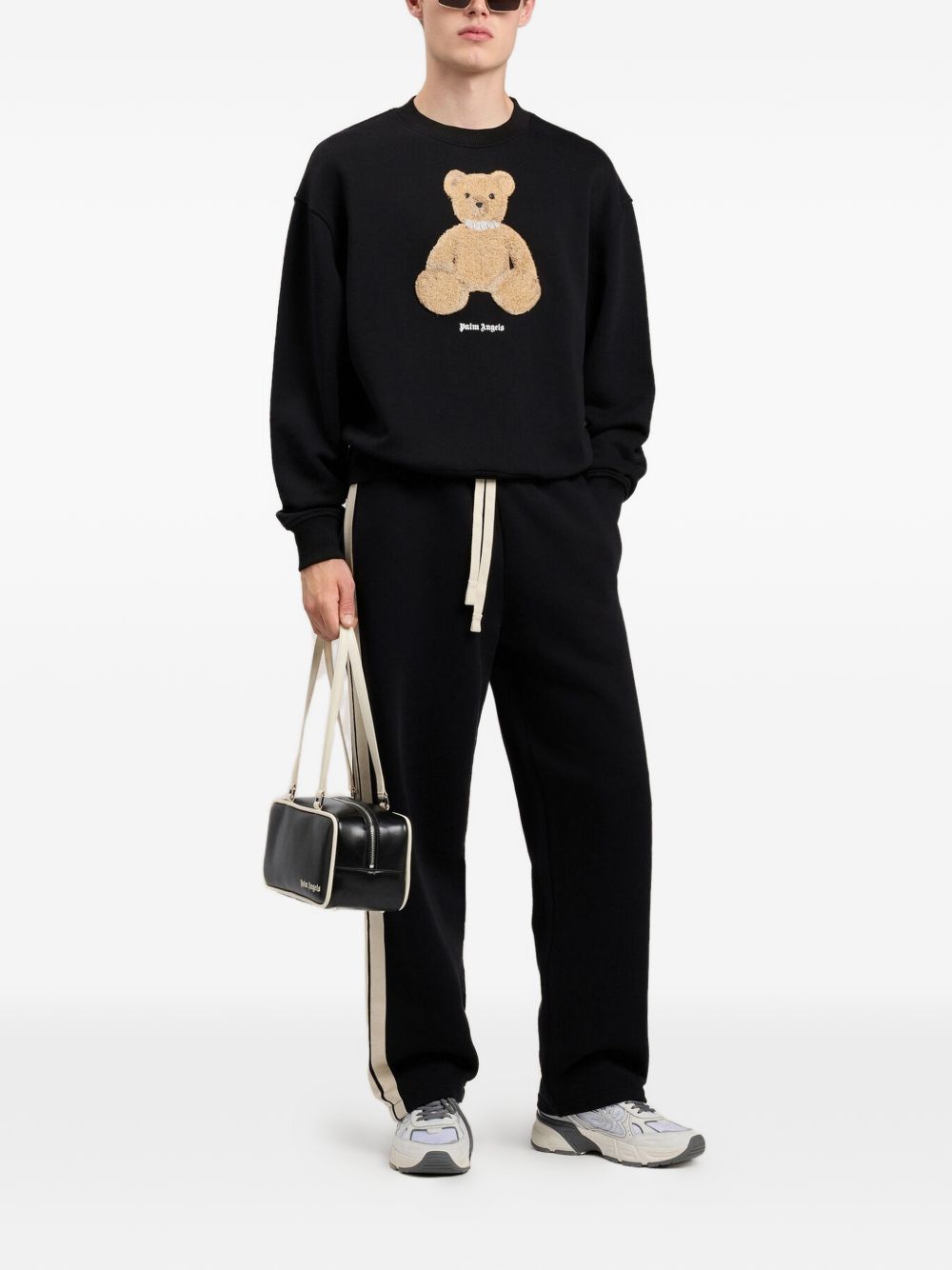 Palm Angels Bear Crewneck Sweatshirt for Men - Black