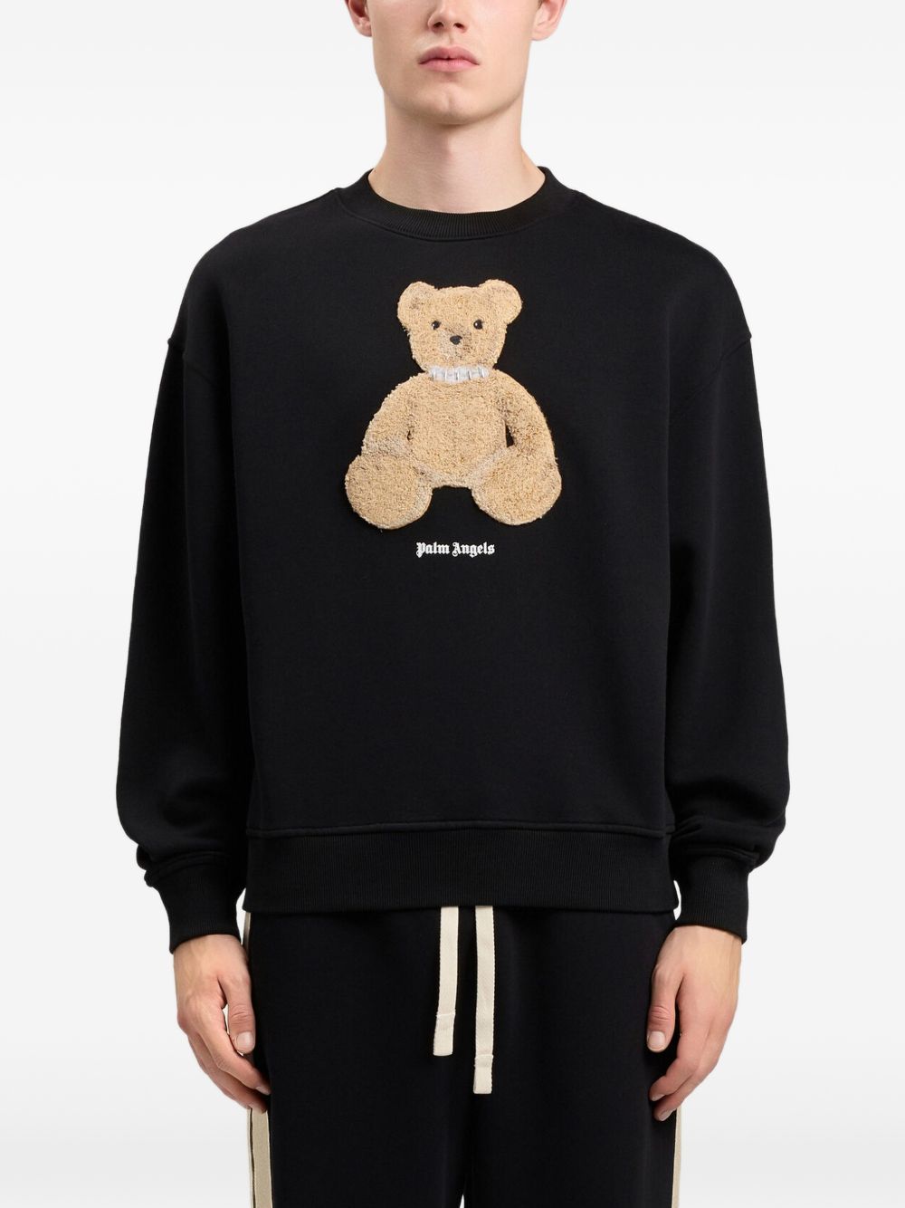 Palm Angels Bear Crewneck Sweatshirt for Men - Black