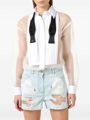 Elisabetta Franchi Cotton Jumpsuit — Ivory Bow Tie (New)